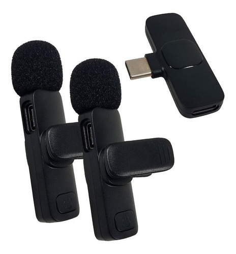 Microfone De Lapela K9 Duplo Sem Fio Para Celulares Tipo C