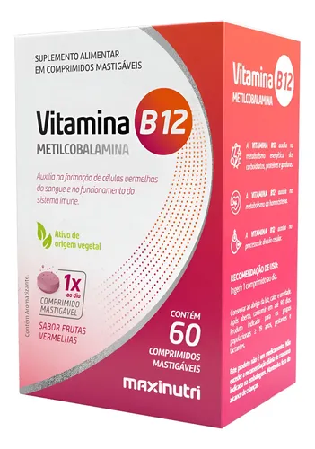 Vitamina B-12 Metilcobalamina Mastigável 60 Comp Maxinutri Sabor ...