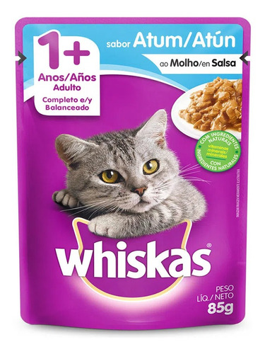 Alimento Úmido Whiskas Sache Atum 85g Ração Gato