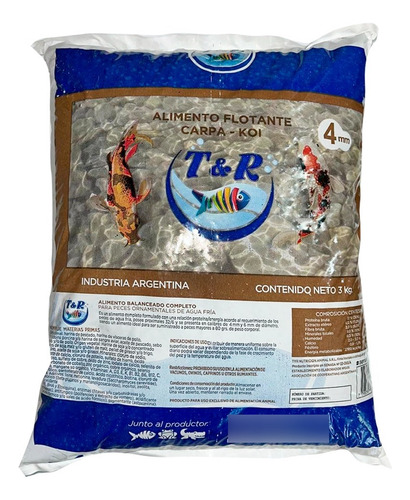 Alimento Flotante Para Carpas Koi T&r 3kg - Pellet 4mm