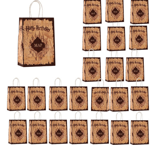 24 Bolsas Dulcero Anime Harry Potter 21x19x8cm Color Caqui