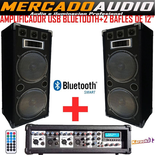 Imagen 1 de 1 de Combo Karaoke 2 Columnas 12+potencia Usb/bluetooth/radio