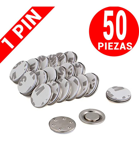 50 Porta Gafete Magnético Imán Neodimio Metal Gafete 1 Pin 