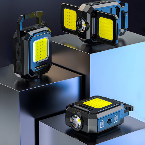 6 unidades de llavero, 1000 lm, LED COB, 800 mAh, color negro (1)