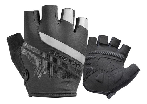 Guantes Rockbros Cortos Reflectivos Ciclismo Ruta Mtb Urbano Negro M