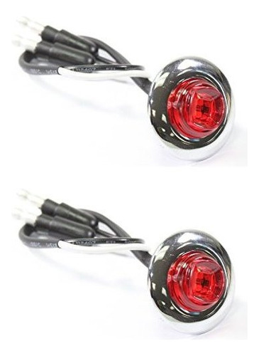 Par De 3-4  Bullet Monte Redondo Rojo Mini Luces Led Con El 