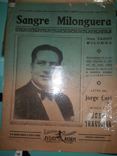 Partitura Tango Sangre Milonguera Jose Traviglia (Usado)