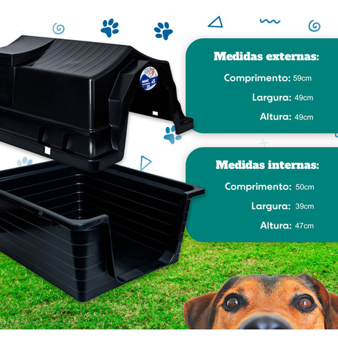 Casa para Cachorro N5 com Colchão Raça Média UniShop Cor Preto
