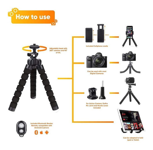Imagem 3 de 8 de Tripé Suporte Controle Remoto Para Câmera Celular Gopro