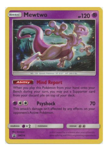 Carta Pokemon Mewtwo Sm214 Holo Rara Promocional