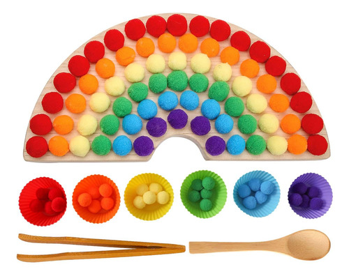 Wooden Peg Board Bead Game Color Counting Matching Game Wood