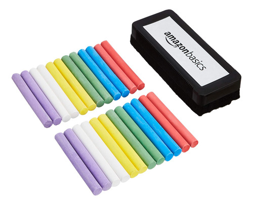 Chalk Amazon Basics Sin Polvo Con Goma De Borrar, 24 Barras