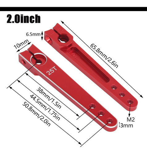 Brazo Servo De Metal De 25 T, Brazo Servo Negro 2 Pulgadas