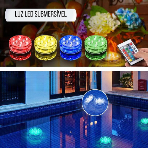 Luz Led Rgb Submersível Festa Decoração Drinks Balde Gelo