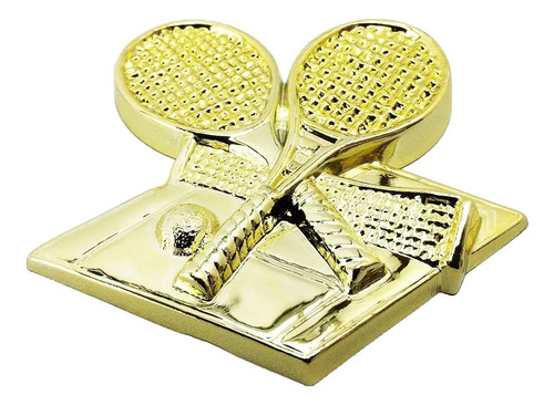 Figura 3d Tennis En Resina Con Baño Dorado Med 8x9cm