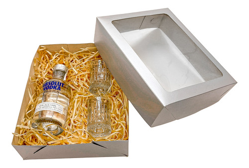 Kit Presente Vodka Absolut Tradicional 200ml + 2 Copos Shot