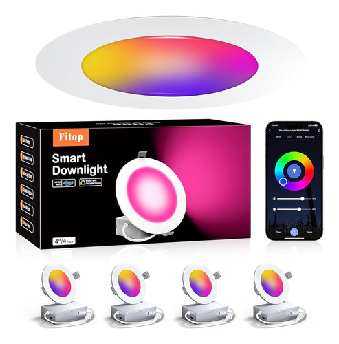 ~? Fitop 4 Pack Iluminación Empotrada Inteligente De 4 Pulga