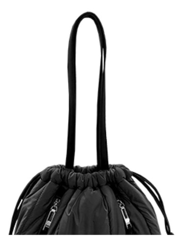 Bolsa Ellus Bucket Nylon Pufffer Feminina Preta Dom