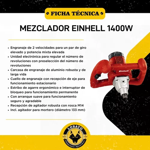 Mezclador Eléctrico de Pintura y Mortero 1400 W Einhell TC MX 1400-2E