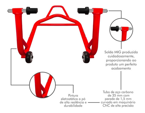 Imagem 4 de 10 de Cavalete Universal Traseiro Moto Nxr Bros 160 Xre 190 300