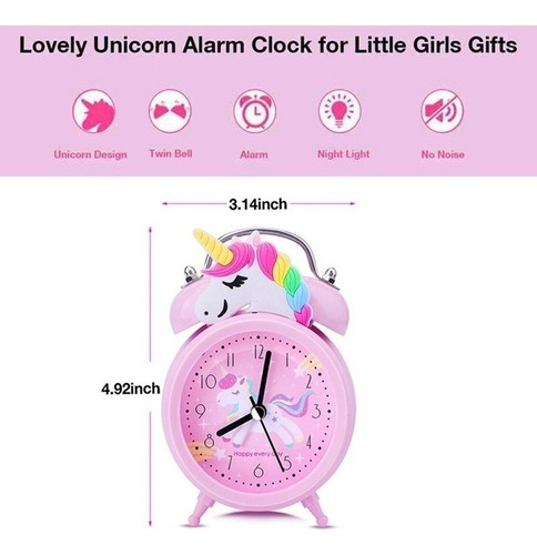 Dp Despertador De Unicornio Rosa Para Niños Con Cámara Dual