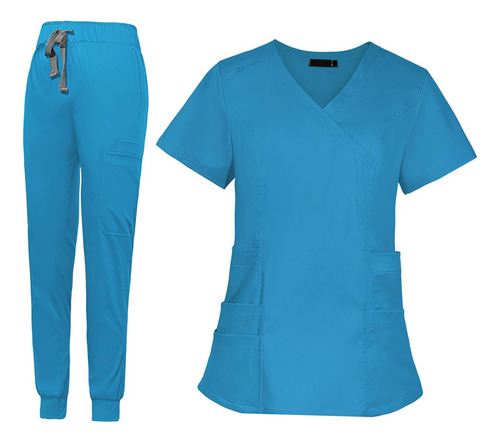 Mujeres Enfermera Uniforme De Enfermería Top Y Pantalones V