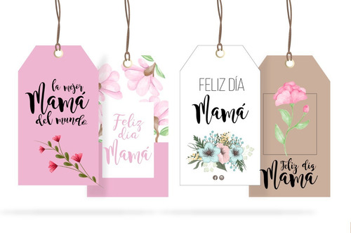 100 Tags Etiquetas Dia De La Madre Papel Ilustracion 300gr