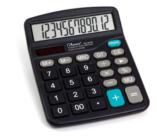 Calculadora De Mesa Escritório Visor Display Grande 12 Dígitos 6 Funções Cor Preto Facility Shops