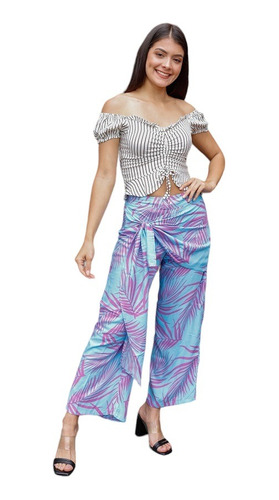 Pantalon Palazo Estampado De Mujer