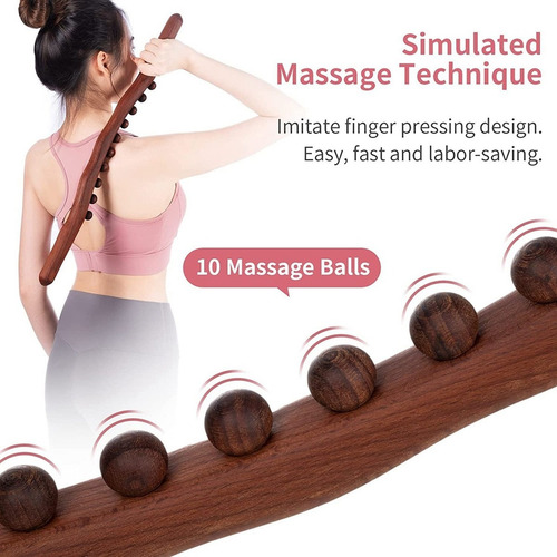 .. Ferramenta De Massagem De Madeira Com 10 Contas De Guasha