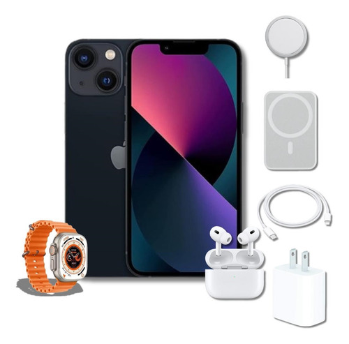 Apple iPhone 13 (128 Gb) - Negro + Accesorios De Regalo (Reacondicionado)