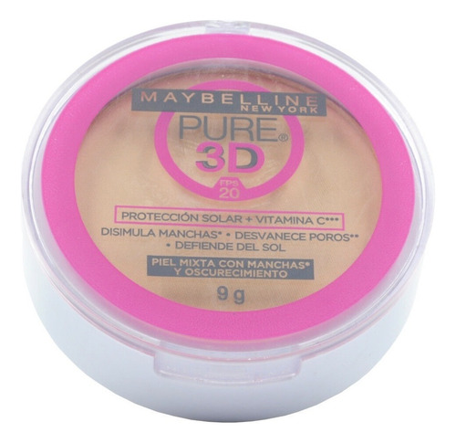 Base de maquillaje en polvo Maybelline Pure Crema claro Polvo compacto pure 3d tono 230 - 9mL 9g