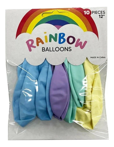 Globo De Latex 12  Rainbow X 10 Un - Multicolor Pastel