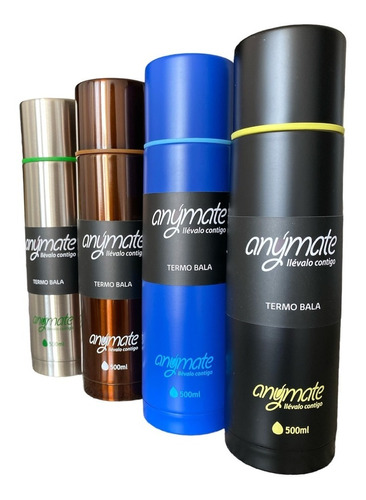 Termo Bala Anymate 500ml Agua Mate Café Té Acero Inox