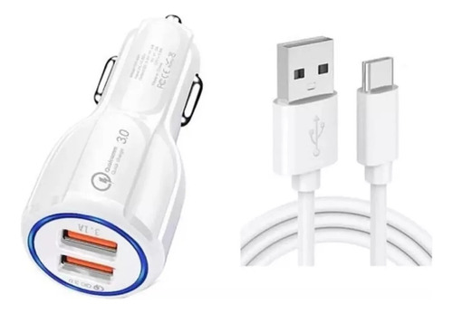 Cargador De Auto Cenicero Doble Usb + Cable Usb Tipoc iPhone