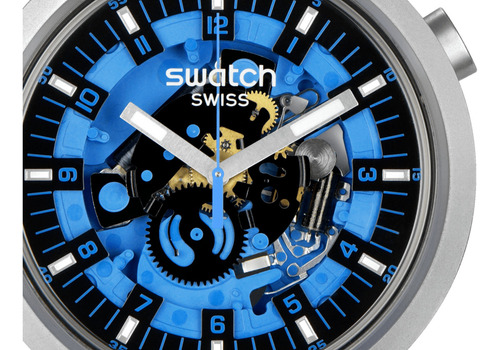 Reloj Swatch Sb07s106 Blue Daze Color de la malla Azul Color del bisel Gris Color del fondo Azul