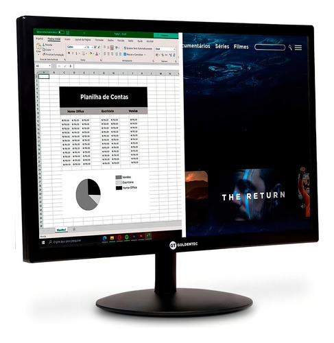 Monitor LED HD 19” 75Hz Widescreen HDMI VGA 127/220V Preto Goldentec