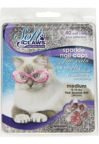 Tapas De Uñas De Gato Soft Claws Pink Sparkle