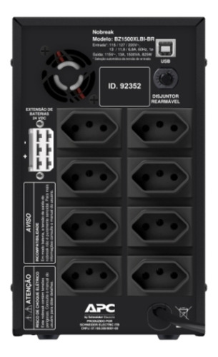 Imagem 2 de 2 de No break APC Back-UPS BZ1500XLBI-BR 1500VA entrada de 115V/220V e saída de 115V preto