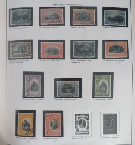 Ch71 Chile Serie Año 1910 Centenario Independencia B.valor