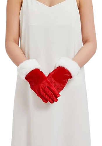 Guantes Rojos Navideños Estilo Tercipelo