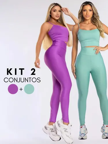 Combo 2 Roupas Academia Feminina Top e Legging Blackout