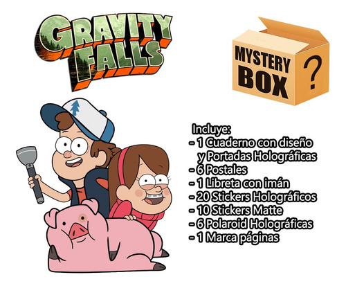 Gravity Falls Mystery Box Holografica Cuaderno Polaroid +