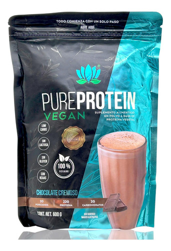 Proteína Vegana Pureprotein Vegan Chocolate 600g Pure Health