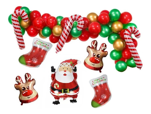 Globos Navideños Papa Noel Fiestas  Deco Navidad Mini Arco