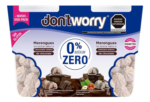 Merengues Zero AzĂșcar Don't Worry 2 Pz De 85g