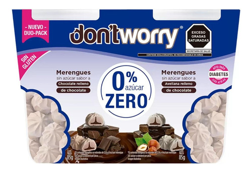 Merengues Zero Azúcar Don't Worry 2 Pz De 85g