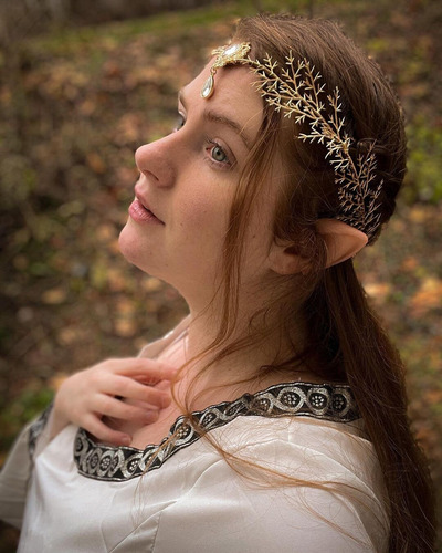 Diadema De Hojas De Hada Con Diamantes De Imitación