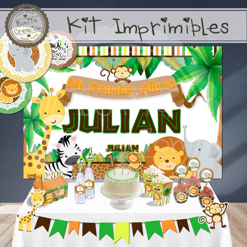 Banner Imprimible Animales De La Selva - Cumple/candy Bar