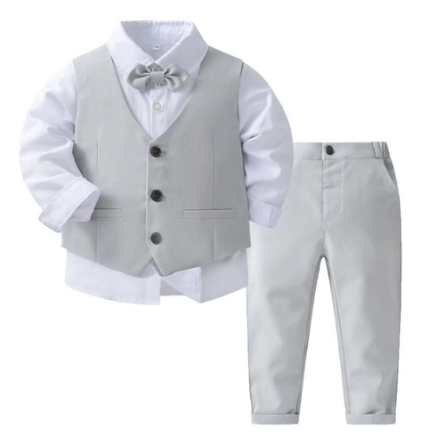 Conjunto Formal 4 Piezas Grey Niño